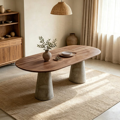 Walnut Oval Solid Wood Dining table