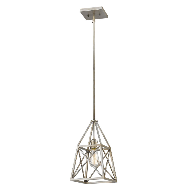 Luminaire suspendu géométrique 1 lumières simple Tolya, Argent antique, Argent antique