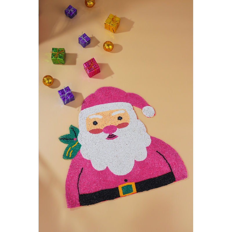 Napperon de Noël rose perlé