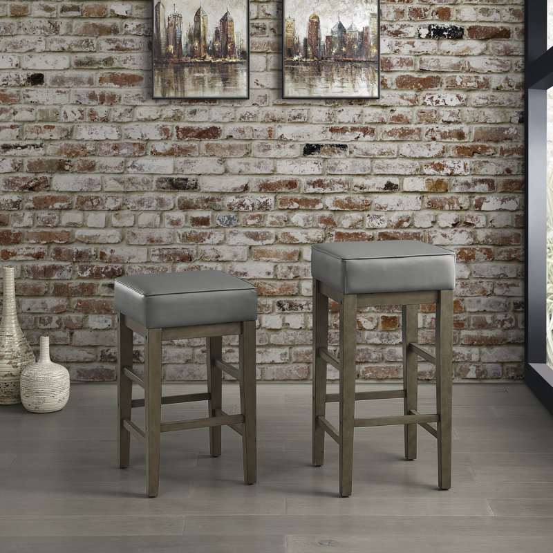 Tabouret de bar rembourré en similicuir Duffield, Tabouret de bar (siège d'une hauteur de 30 po), Gris