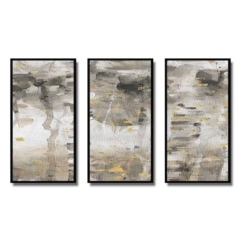 The Modern Gray Forest I - Farmhouse, ensemble d'art mural sur toile encadrée, 3 pièces, H 32 po x l 48 po