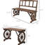 Table de patio et chaises d'extérieur pour 4, 3 pièces tout-temps avec banc pour 4 personnes de style roue de chariot, Design Divertissement