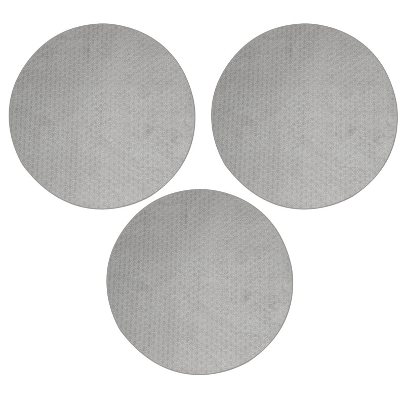 Tapis gris en polyester touffeté à la machine Mauritz, Rond 3 pi