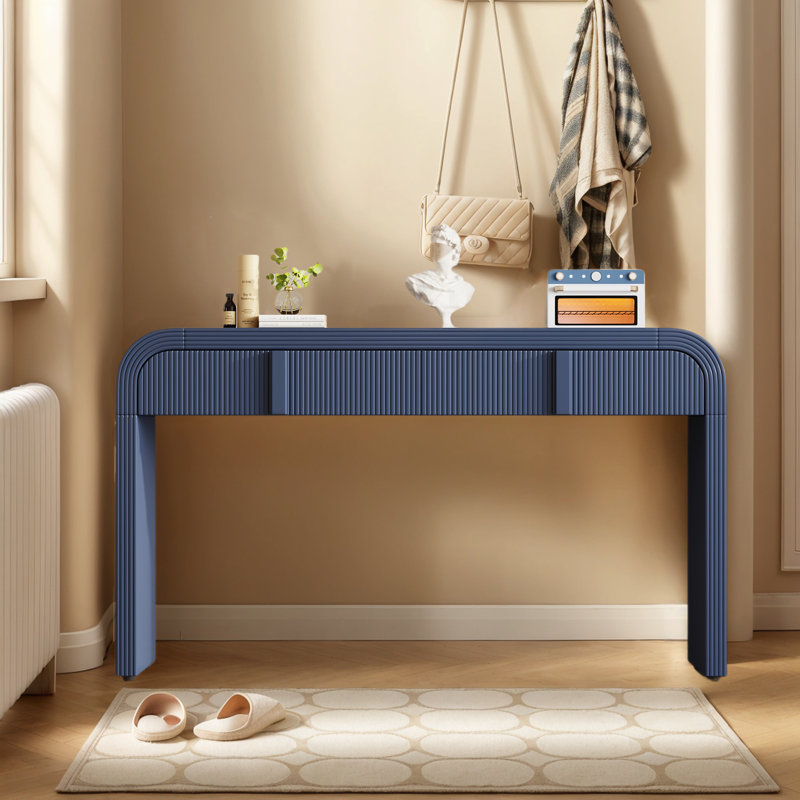 54.9" W Console Table With 2 Drawers, Navy Blue