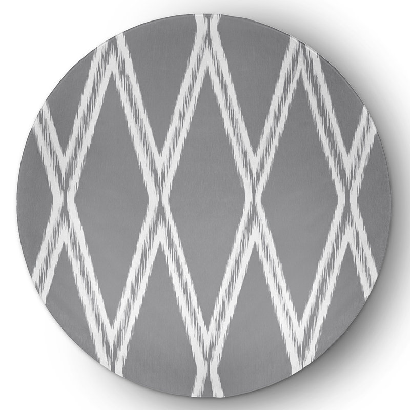 Chenille Geometric Indoor Rug, Round 5'