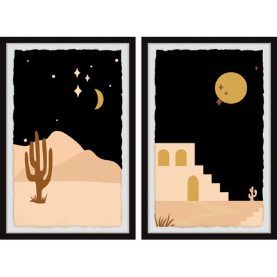 Lonely Desert Nights - 2 Piece Single Picture Frame Painting Set