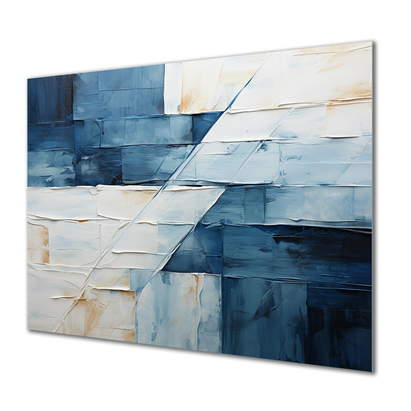 Nautique, formes géométriques blanches et bleues VI - Art mural en métal géométrique MT132932, H 12 po x l 20 po x P 1 po