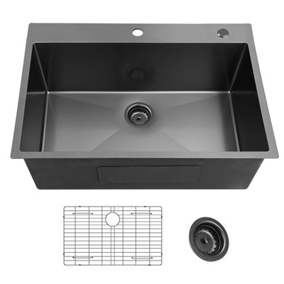 Gunmetal Black Topmount 18 Gauge  304 Stainless Steel Kitchen Sink