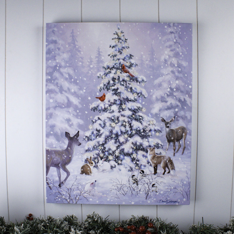 Toile à fibre optique 16 x 20 Woodland Christmas
