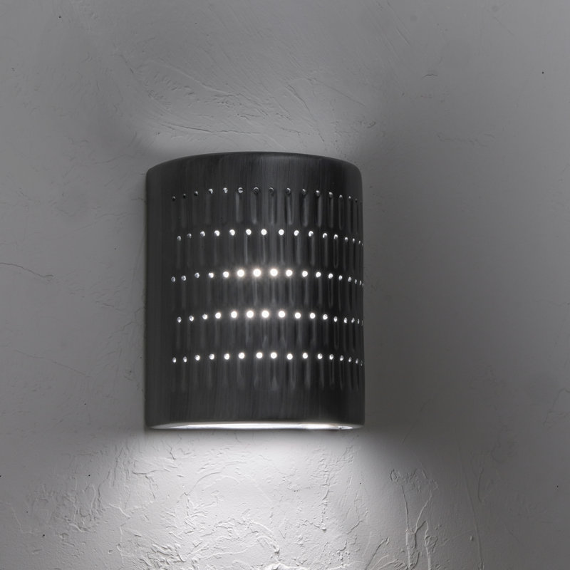 Carely Ceramic Outdoor Wall Light, LED Bulb Included, 10" H x 8" W x 5" D, Rubbed Pewter