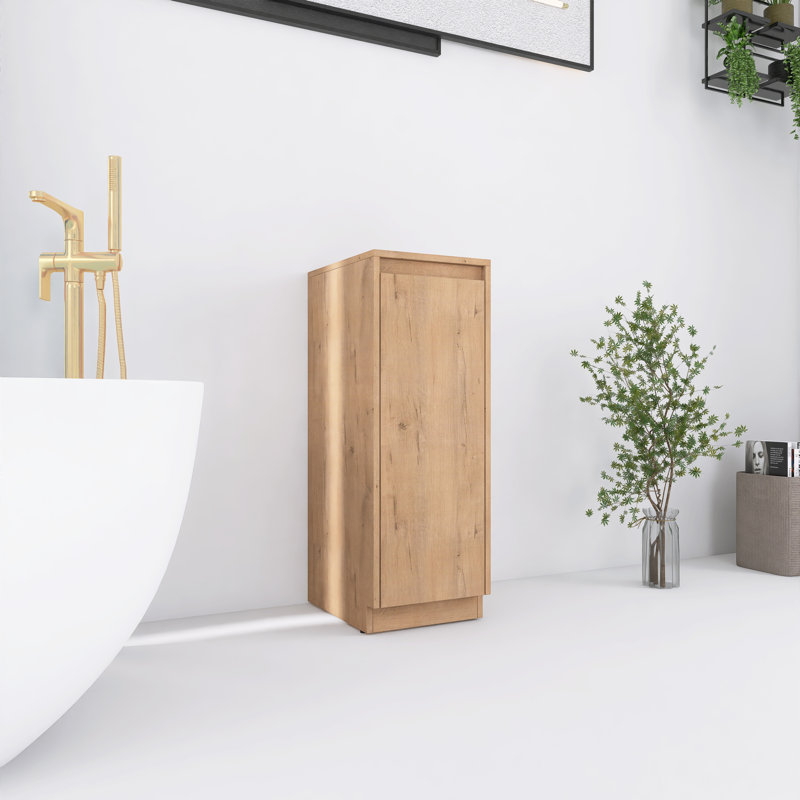 Armoire de rangement autoportante de 12 pouces pour salle de bain, portes à fermeture douce, Imitative Oak