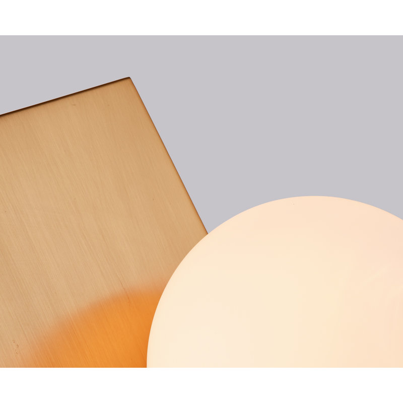 1-Light Gold iron frame with a milk white glass globe shade, Gold
