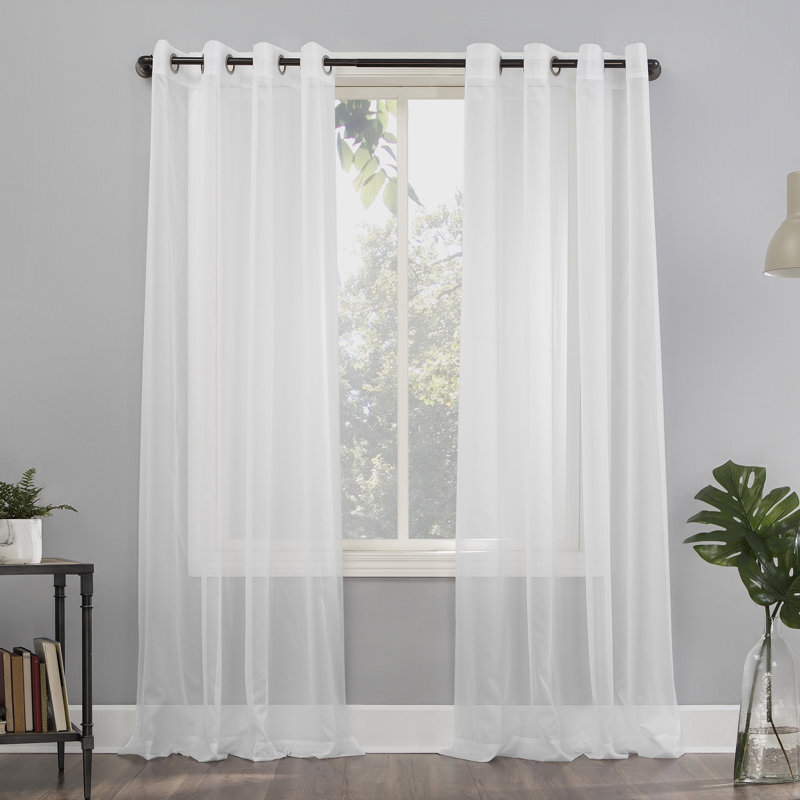 Panneau de rideau simple diaphane avec œillets, Blanc, L 59 po x L 120 po