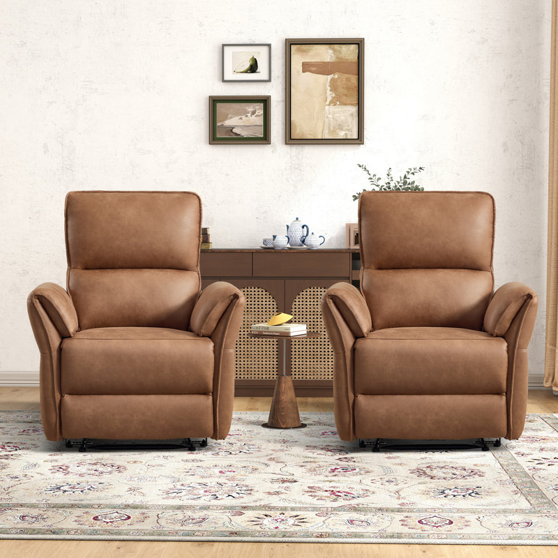 Fauteuil inclinable électrique rembourré de 33,5 po de largeur avec ports USB et Type-C (ensemble de 2)