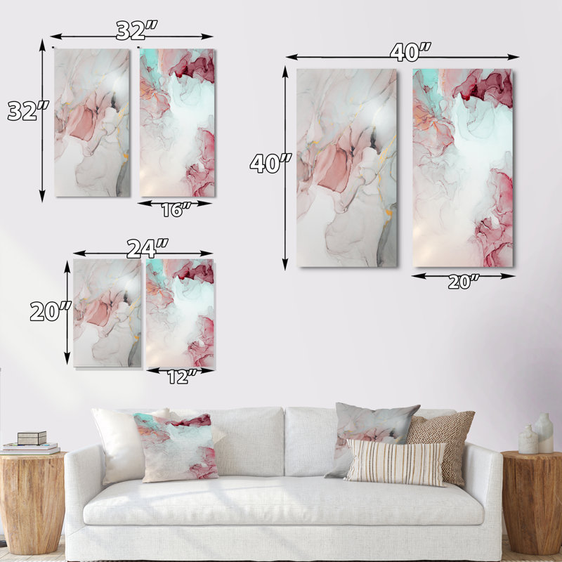 Marble Art Ripples - ensemble de 2 impressions sur toile, Toile tendue, H 20 po x l 24 po x P 1 po
