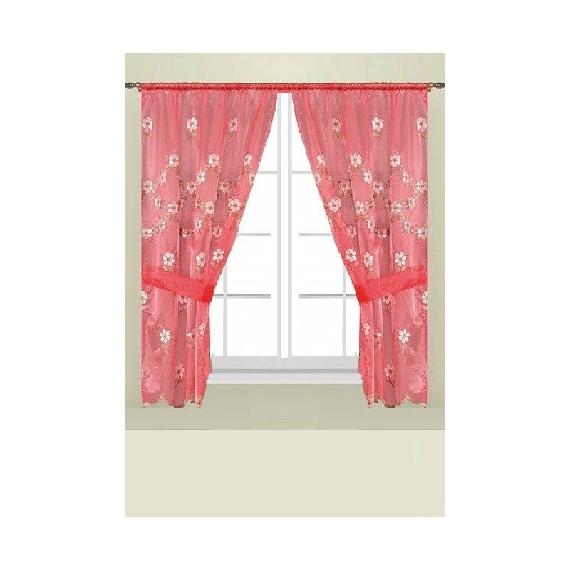 Cairns Semi Sheer Curtain Pair, Raspberry