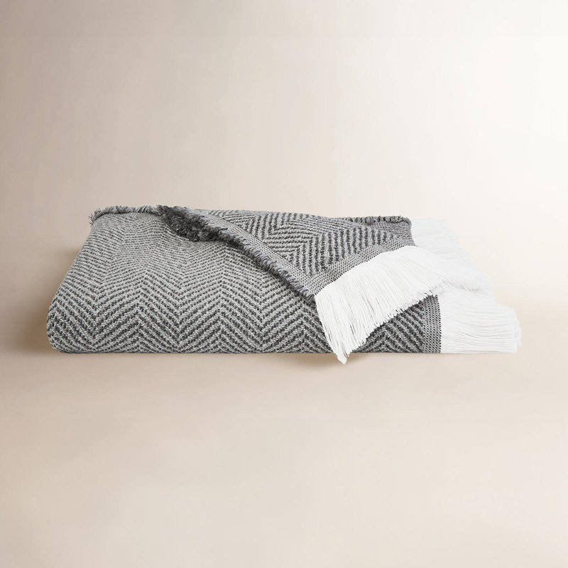 Sunbrella Eakins Throw Blanket, Pewter