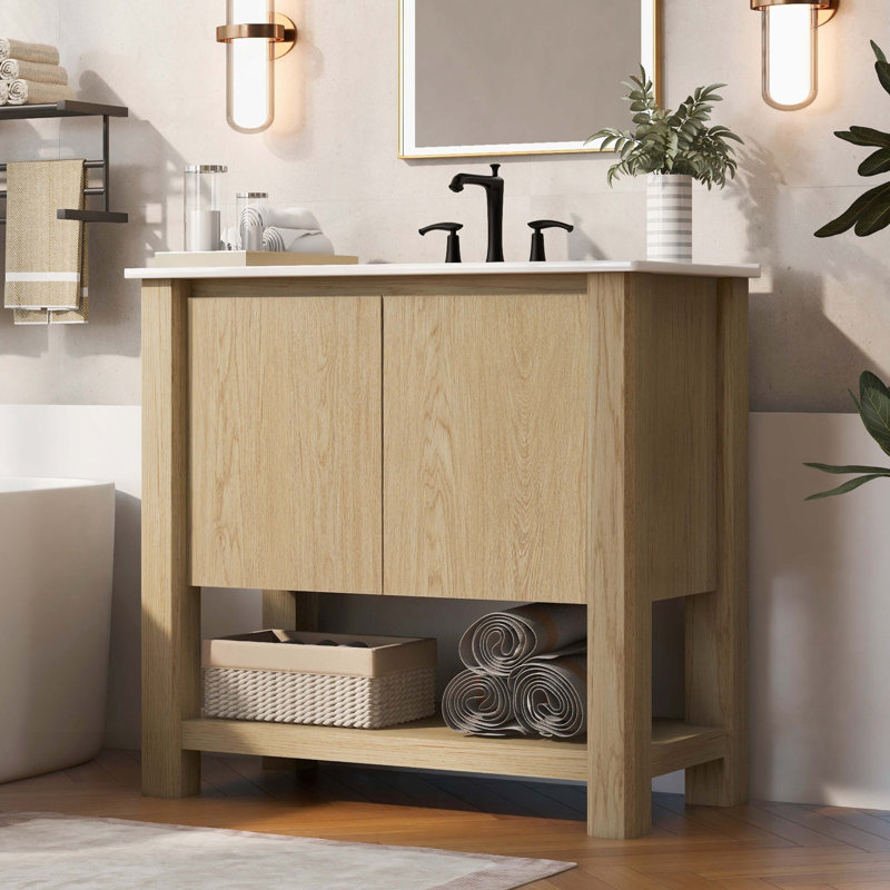 Meuble-lavabo de salle de bain avec lavabo en céramique