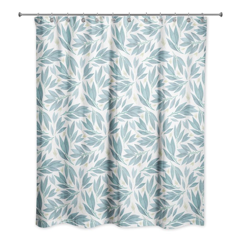 Rideau de douche simple à motif floral Derome, Bleu