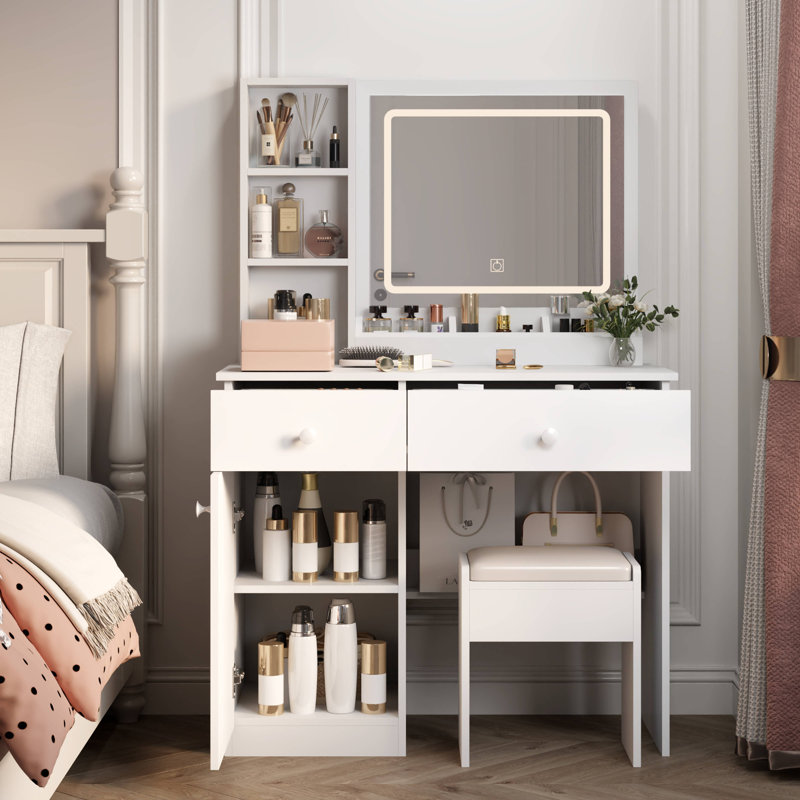 Bureau de coiffeuse avec miroir et lumières pour le maquillage Fashion