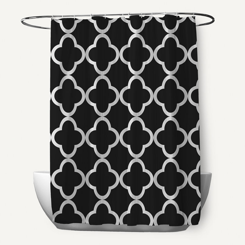 Floral Shower Curtain, Black