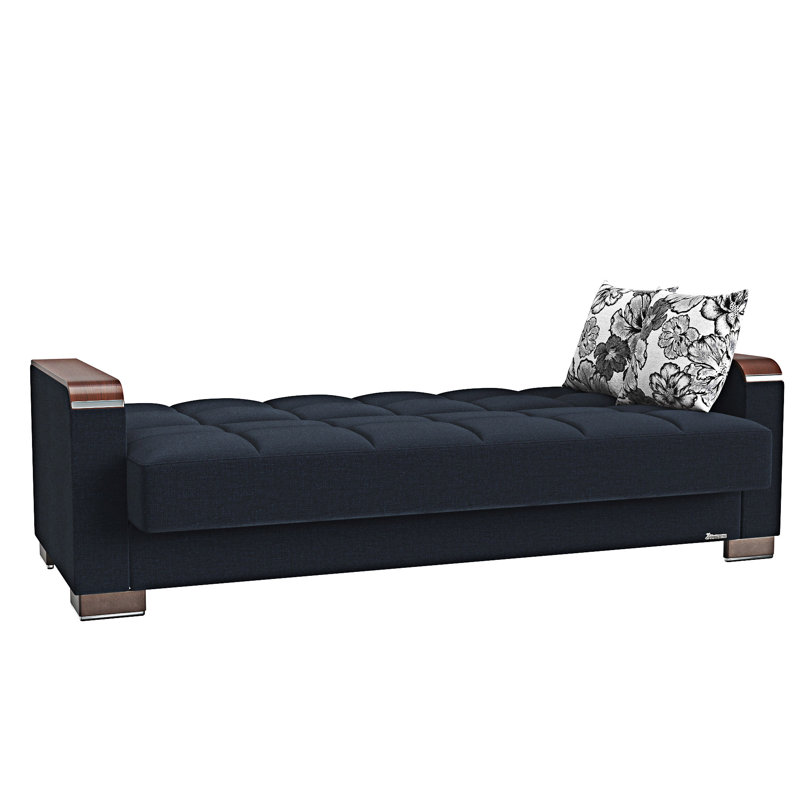 Canapé-lit rembourré convertible avec rangement, Chenille bleu foncé