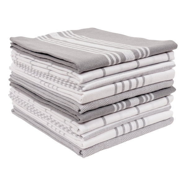 Dish Towels Dual Purpose Reversible, 100% Absorbent Cotton, Kitchen Towels  Set of 3 Striped, 17 x 30, 3-Pack Pewter All-Clad Textiles
