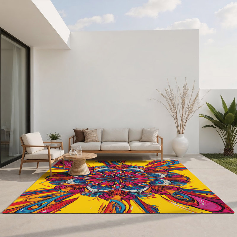 Chromatic Chaos Indoor And Outdoor Area Rug, Rectangle 4' x 6'