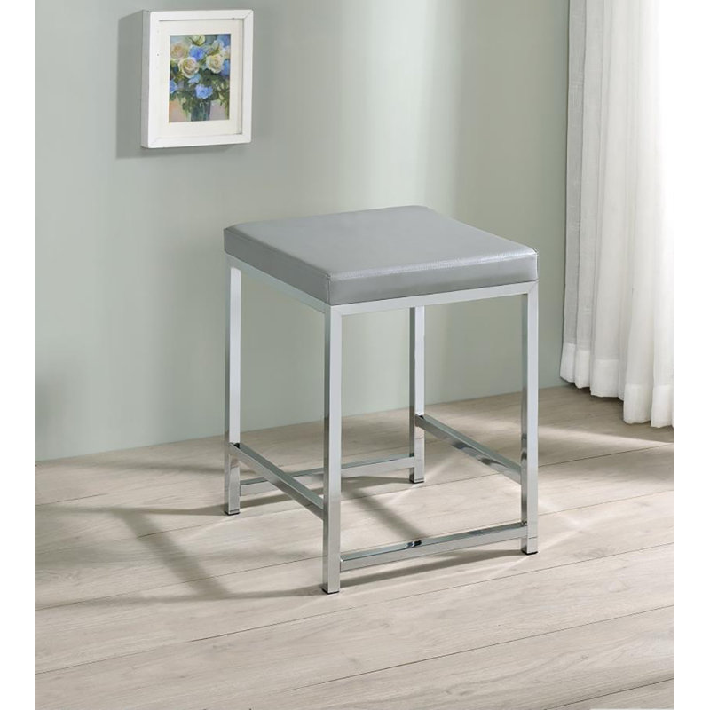 Tabouret de coiffeuse en acier, Gris