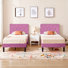 Ensemble de 2 cadres de lit Candelaria, ensemble de 2 cadres de lit plateforme tapissiers simples avec têtes de lit capitonnées réglables, lit simple en tissu de lin avec capitonnage à boutons, aucun sommier nécessaire, ensemble de mobilier de chambre à coucher moderne