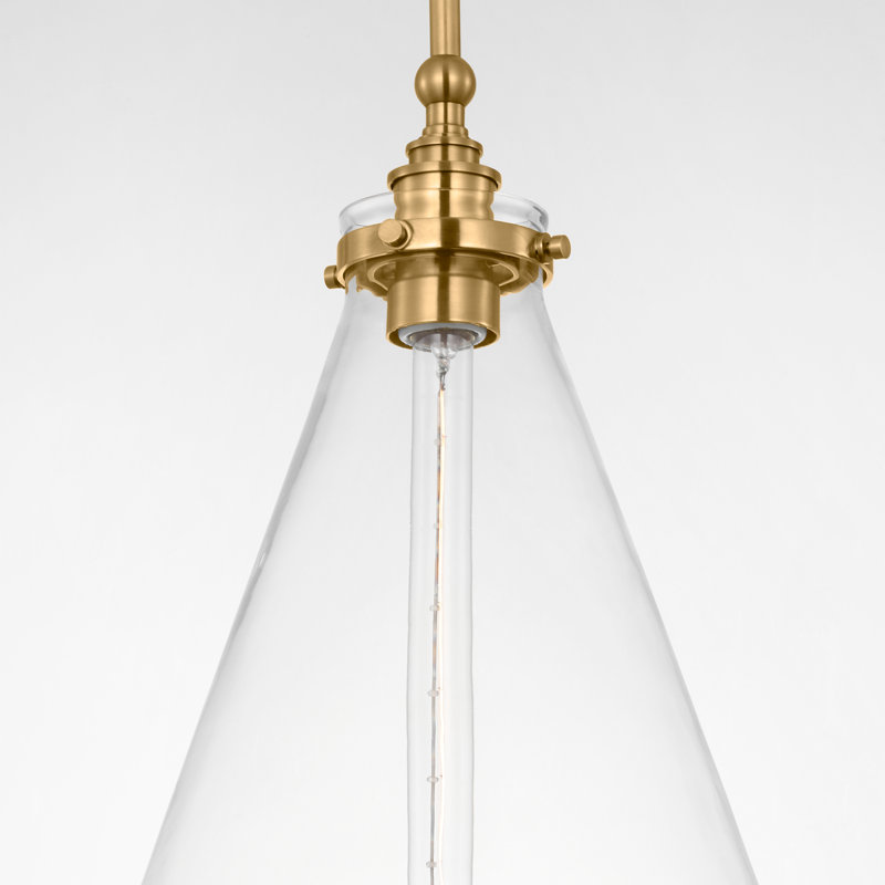 Parkington 1 - Light Pendant, Antique-Burnished Brass, 15.5" H x 11" W x 11" D, Clear Glass