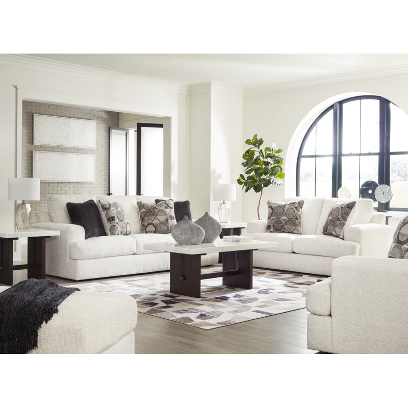Canapé, causeuse, fauteuil surdimensionné et repose-pieds Karinne, Crème, crème