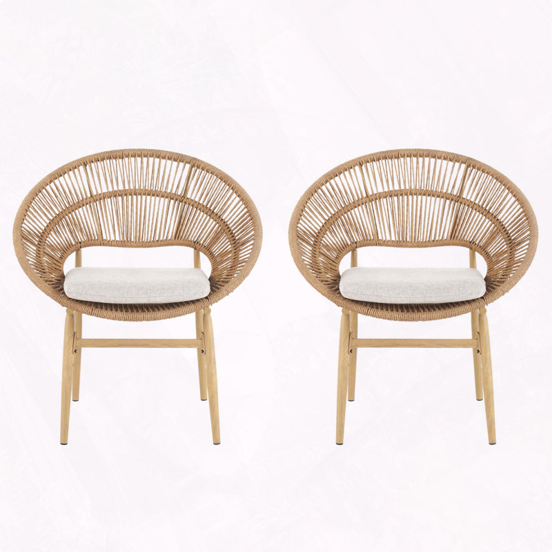 Wicker Papasan Style Outdoor Dining Chair