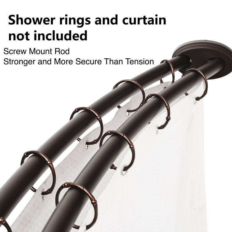 Bronze Wall Mounted Double Curved Aluminum Shower Rod