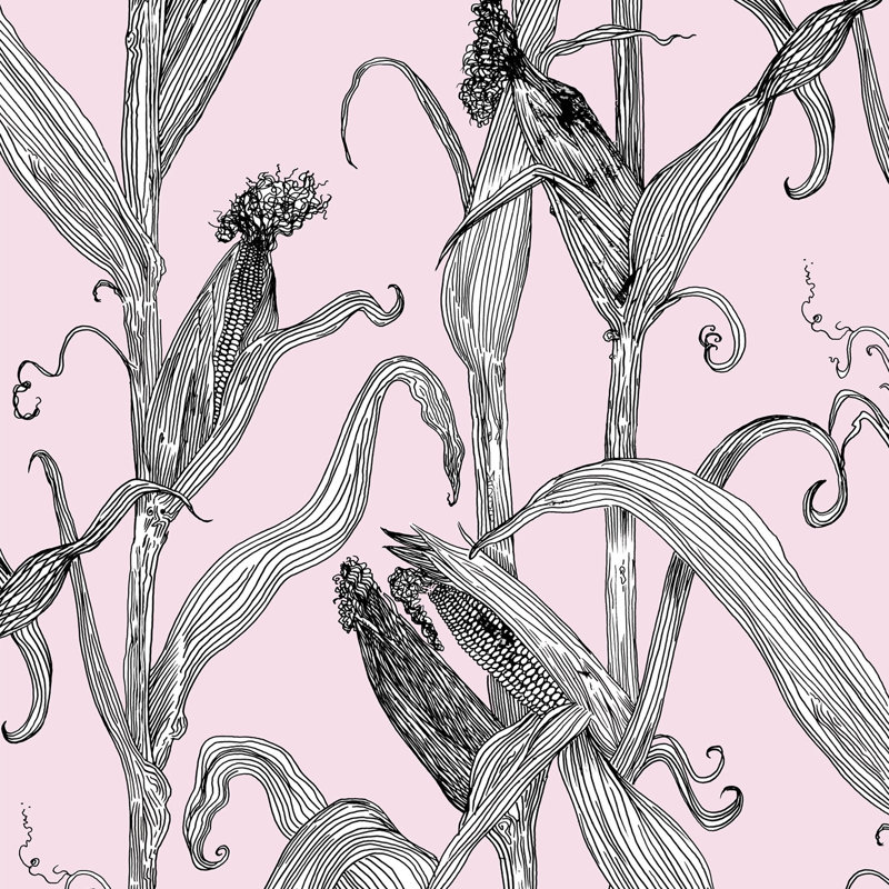 Mais, Non-Woven, White Leaf/Pink