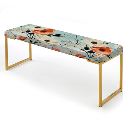 Velazquez - Floral Upholstered Gold Bench
