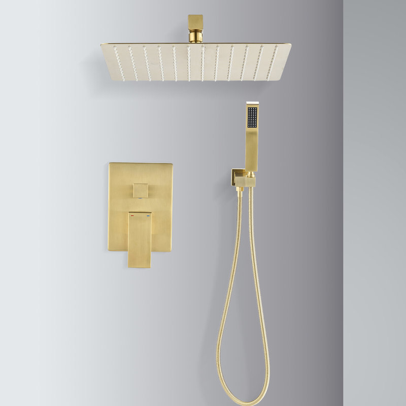 Luxury Bathroom Head Shower - 10 Inch Rain Mixer Wall Mounted Gold Brass