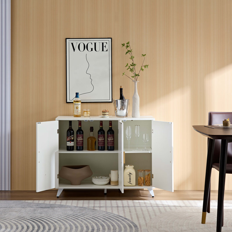 Console en bois avec 3 portes et tablettes amovibles