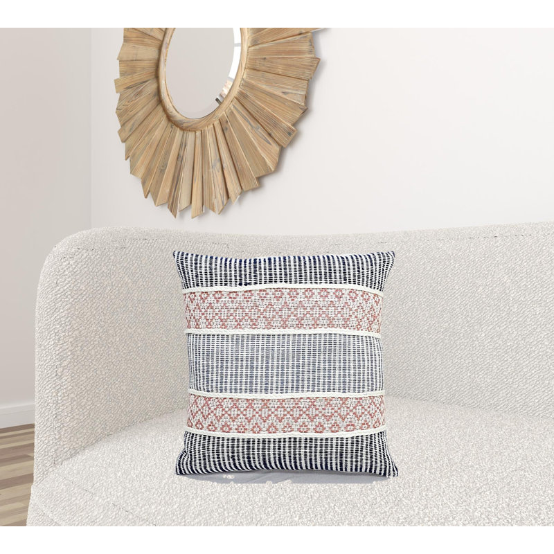 Embroidered Cotton Blend Throw Pillow