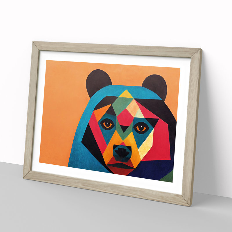Abstract Bear Vol.2 - Framed Print, 46cm H x 64cm W x 2cm D, Oak