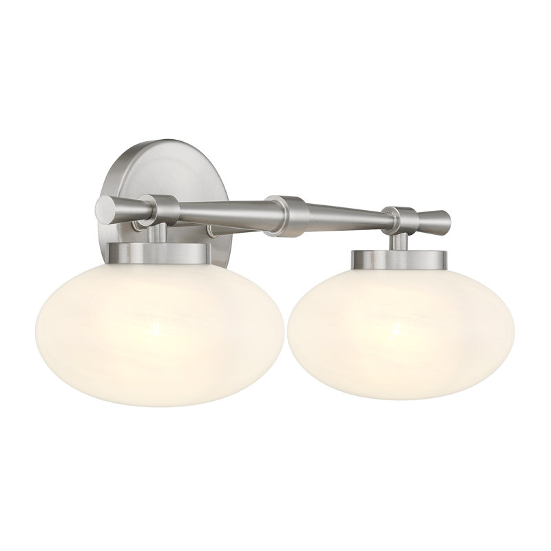 Éclairage pour salle de bain 2 lumières Savoy House Barrow en nickel satiné, H 8 po x l 17 po x P 6,63 po, Nickel satiné