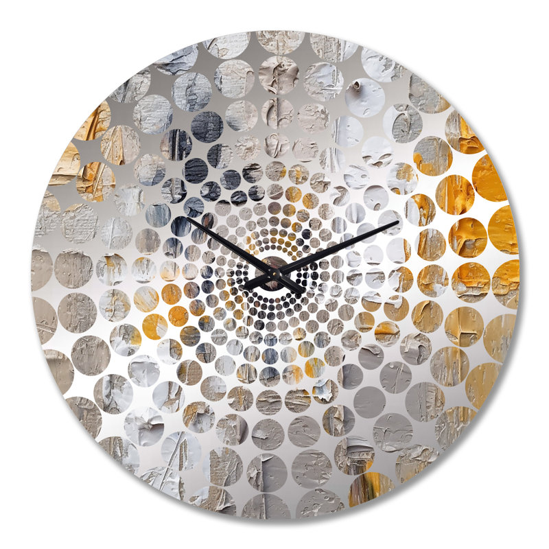 Horloge murale cubique beige et or kaléidoscope I, Grand