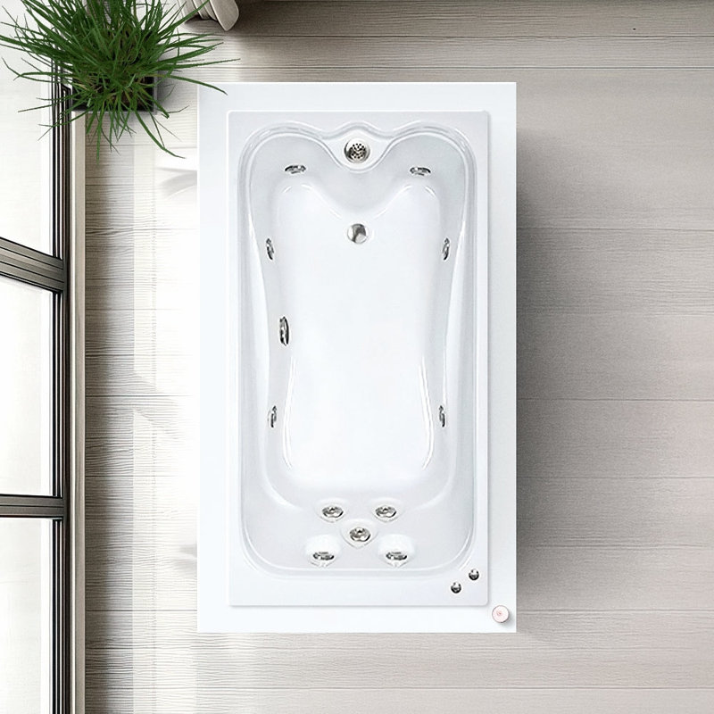 66 po X 36 po Baignoire tourbillon en acrylique avec drain réversible blanc Elite Series