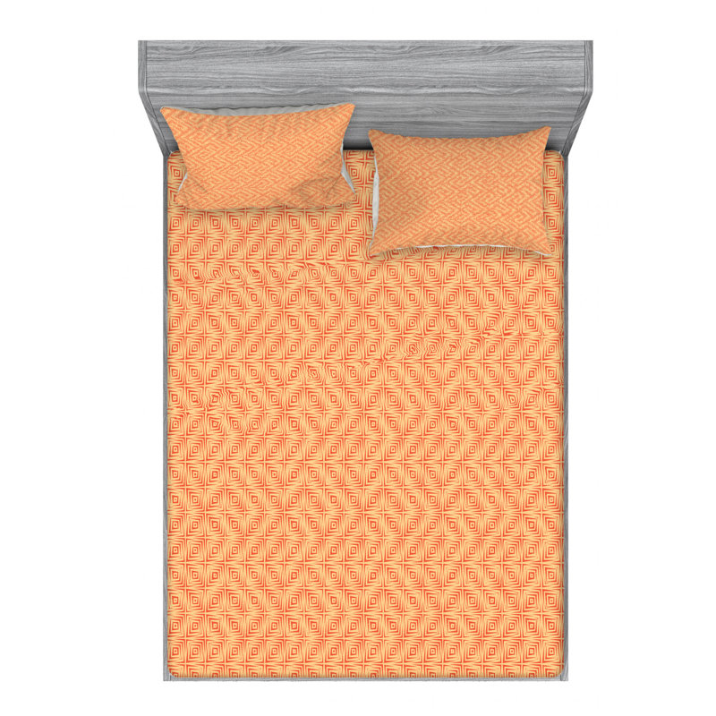 Microfiber Patterned Fitted Sheet, Full Fitted Sheet with 2 Pillowcases