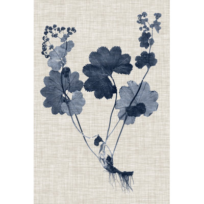 Navy And Linen Leaves IV - Painting
