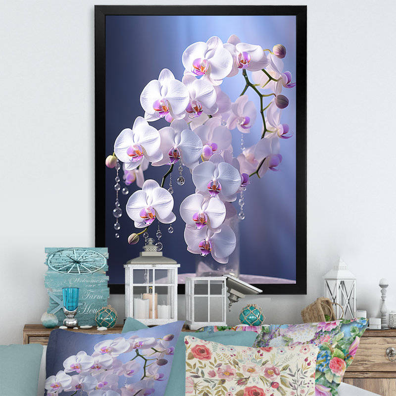 Orchidées mauves élégance II - imprimé, H 40 po x l 30 po x P 1,5 po, Cadre photo noir