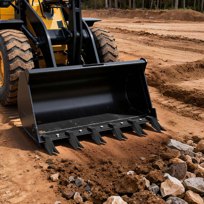 Barre à dents en forme de seau, barre à dents robuste pour tracteur 6 dents 45,2 po, capacité de charge de 4560 lb, barres à dents boulonnées pour une protection efficace des seaux et l'excavation du sol