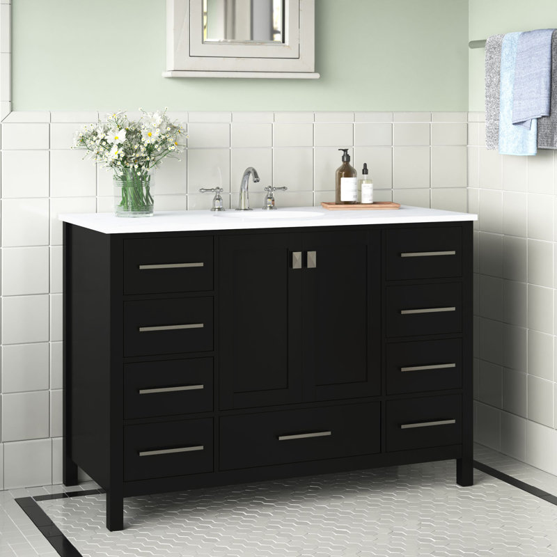 Ensemble de meuble-lavabo simple 48 po Hines, Noir