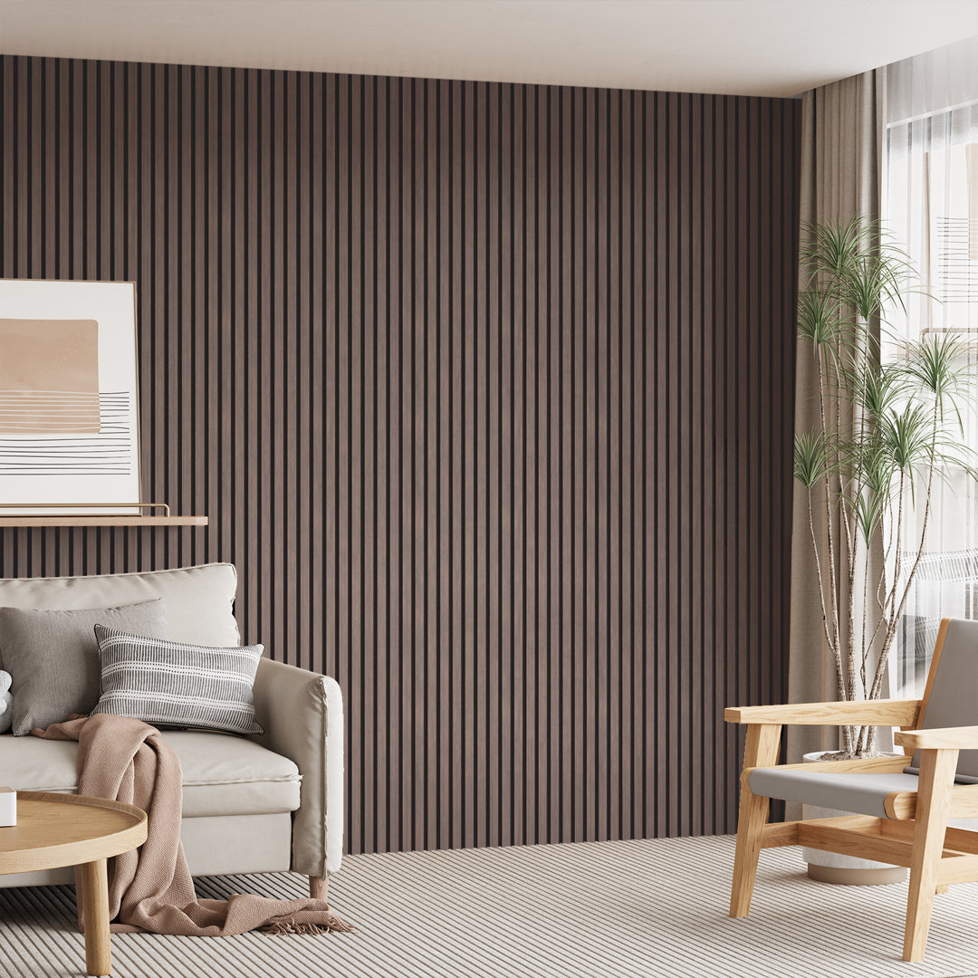 2pcs x 106" x 12.6" 3D Acoustic/Sound Proof Wood Slat Wall Paneled, Decorative Panels for Walls and Ceilings, 3D Slat Wood Wall Panels (Set of 2/18.55 sq.ft.) COMFORTHOMI 