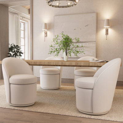 Chaises de salle à manger rembourrées en tonneau, chaises de cuisine pivotantes en tissu Boucle, chaises d'appoint à oreilles, fauteuils de coiffeuse